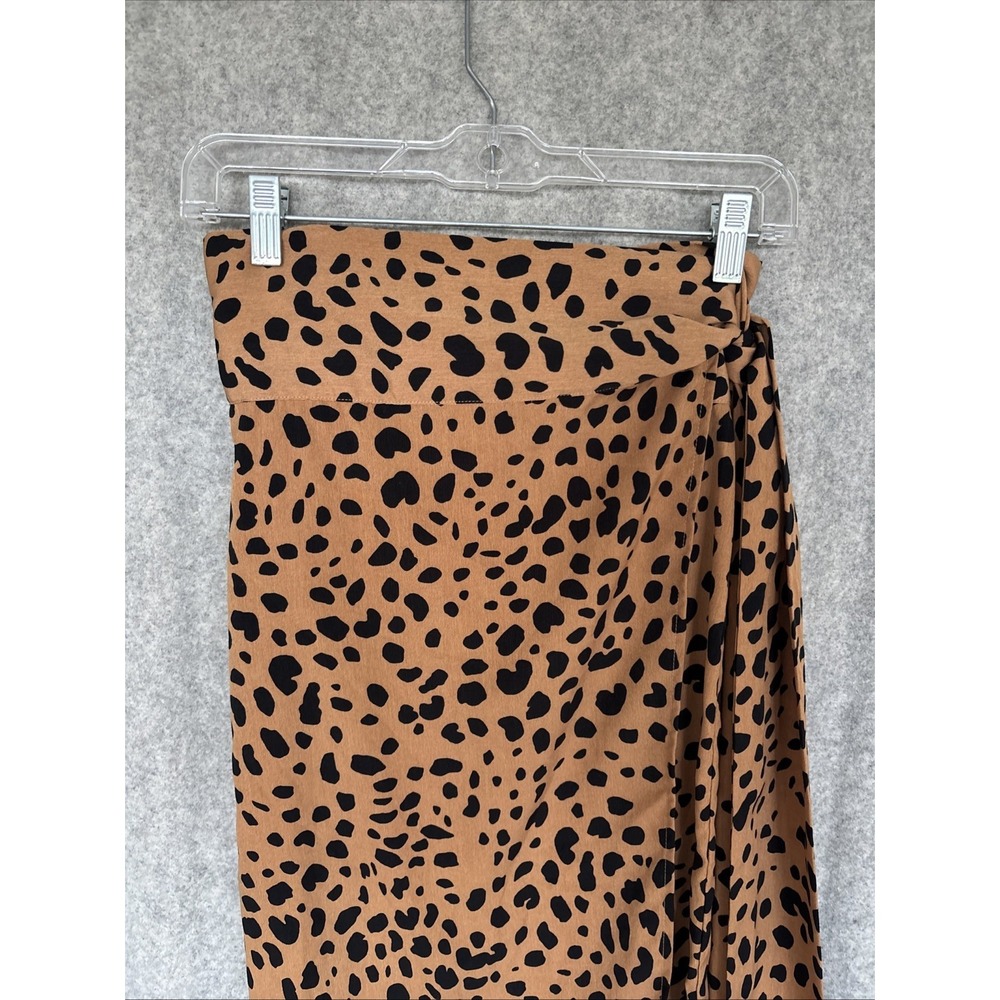 Lulu's Tan Cheetah Animal Print Wrap Midi Skirt Women's Small Tie Bow Waist - Picture 6 of 16
